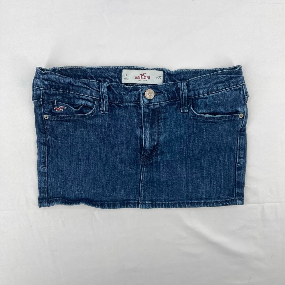 Y2K Hollister Women's Low Rise Micro Mini Jean Skirt 5 27 Preppy 2010s Surf